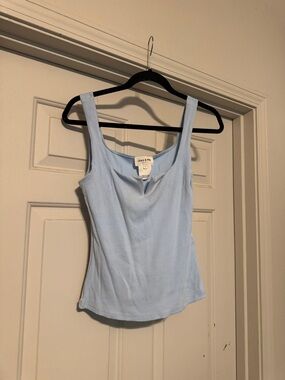Grace & Mila Sky Blue Ribbed Tank Top